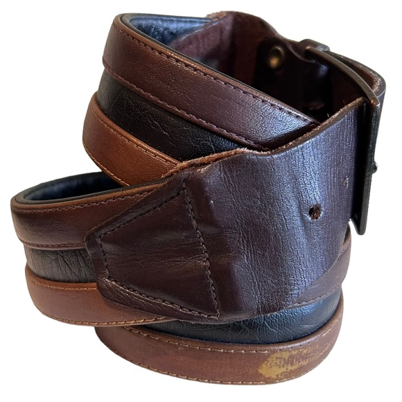 Unisex leather belt browns black 2” buckle 42” long - Picture 13 of 14